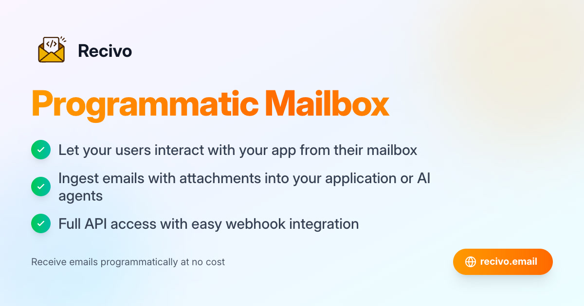 Show HN: Recivo – Receive Emails Programmatically